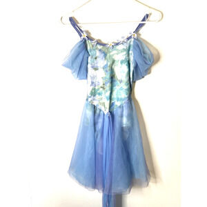 Girls Dress Size Small Blue Fairy Dance Recital Fit and Flair Tutu Ballerina